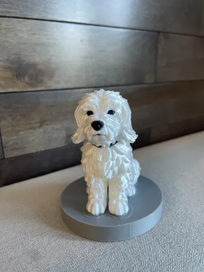 Finished MiniMe figurine of the white dog